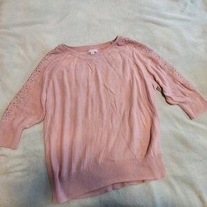 New York & Company Lace Detail Sweater, Pink, size XXL